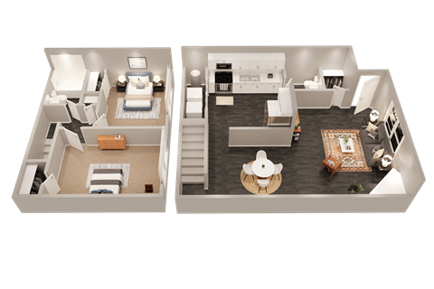 Floor plan for 2 beds, 1.5 baths, 1180 sqft
